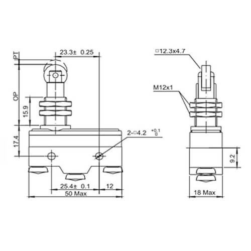 Gwest AZ-15GQ22-B Dikey Metal Makaral Mikro Switch 15A 1NO + 1NC