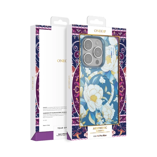 Onegif iPhone 15 Flower Series Magsafe Kapak - Mavi