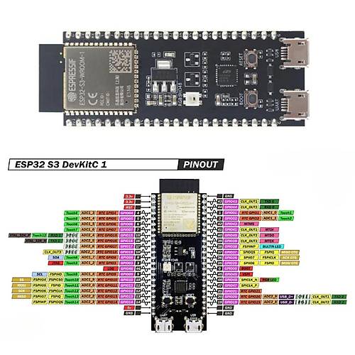ESP32-S3-DevKitC-1 N16R8 WiFi ve Bluetooth Gelitirme Kart
