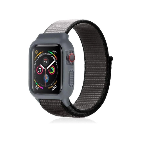 Newface Apple Watch 42mm Hasrl Crtcrtl Kasal Kordon - Siyah-Gri