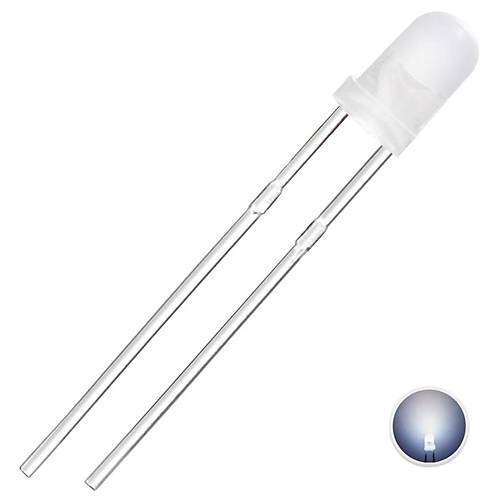 3mm Led Beyaz Diyot Diffused 1 Adet