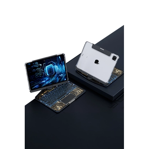 Newface JP12.9 iPad Pro 12.9 (2022) Klf Vales Dnen Ledli Klavyeli Tablet Klf - Siyah