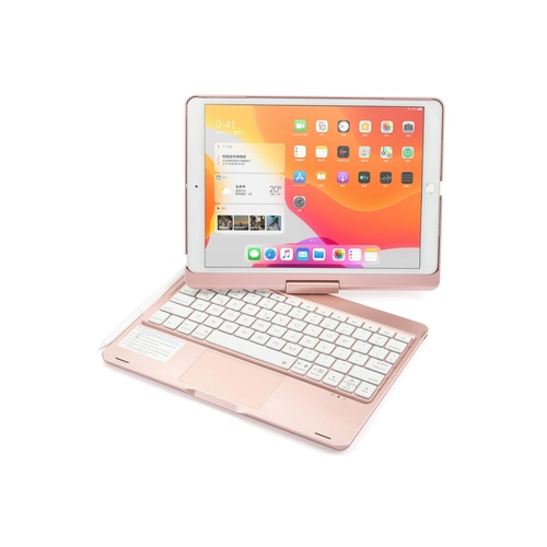 Newface iPad 10.2 (7.nesil) Klf Magic Dnen Klavyeli Tablet Klf - Pembe