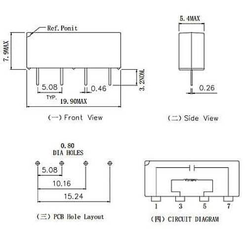 SIP-1A12 12V 1A Reed Röle - 4-Pin