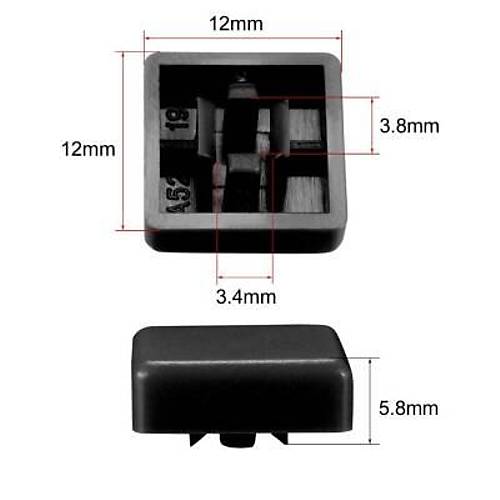 Tact Switch Kapa Kare Siyah - 10x10x5mm