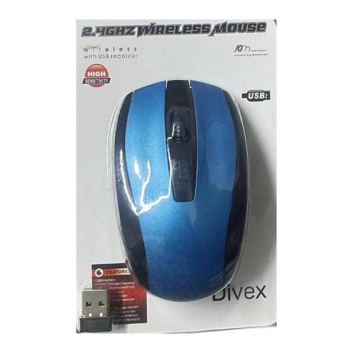 2.4GHz USB Alcl Wireless Mouse Kablosuz Bilgisayar Faresi Mavi DM-10