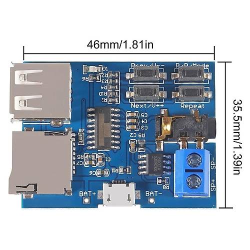 Amplifikatr Devresi Mono 3W / MP3 alar Devresi