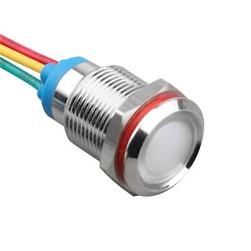 12L-P1/RGY+ 12mm 12-24V Kablolu Metal Sinyal Lambas - 3 Renk Anot
