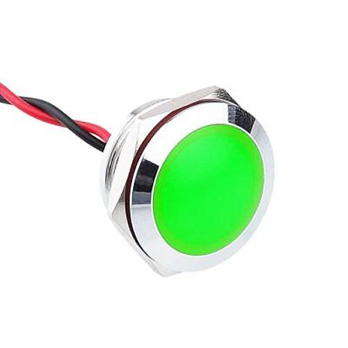 19L-P1 19mm 12-24V Kablolu Metal Sinyal Lambas - Yeil
