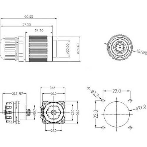 YW-20-C04SX-03-401 4-Pin Su Geirmez Konnektr - Erkek