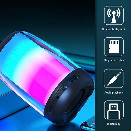 Divex Pluse 4 Mini Tanabilir RGB Ledli Siyah Bluetooth Hoparlr DM-90