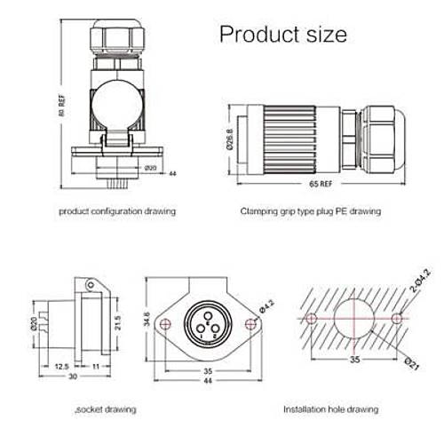YA-20-J04SX-03-201 4-Pin Su Ge�irmez Konnekt�r - Di�i