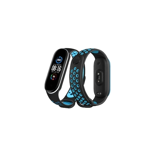 Newface Xiaomi Mi Band 6 Spor Delikli Kordon - Siyah-Mavi-Beyaz