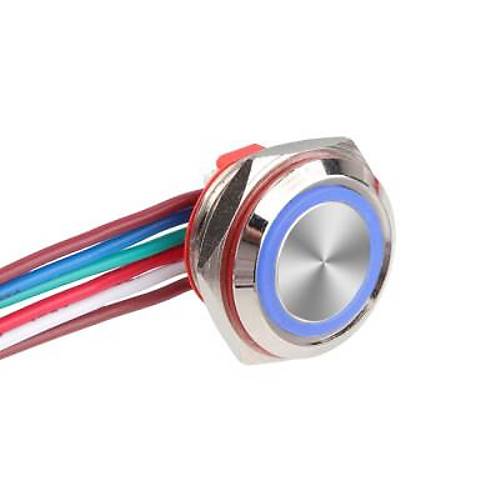 WD16C1-Wired-P1-E 16mm Dz Yayl Mavi Ikl Metal Buton - Kablolu