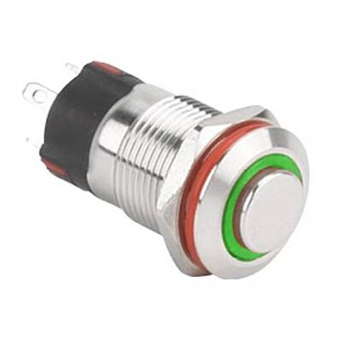 12A-G1-E 12mm kk Yayl Ikl Metal Buton - Yeil
