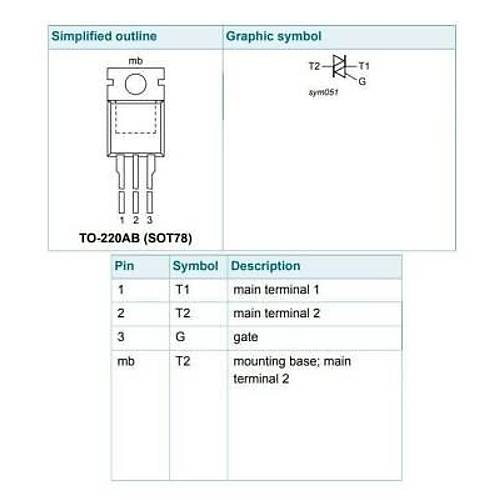 BT136 - TO220 4A 600V Triyak