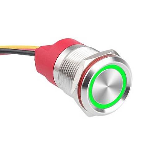 WD19T-P1-E 19mm Dokunmatik Touch Metal Buton - Yeil