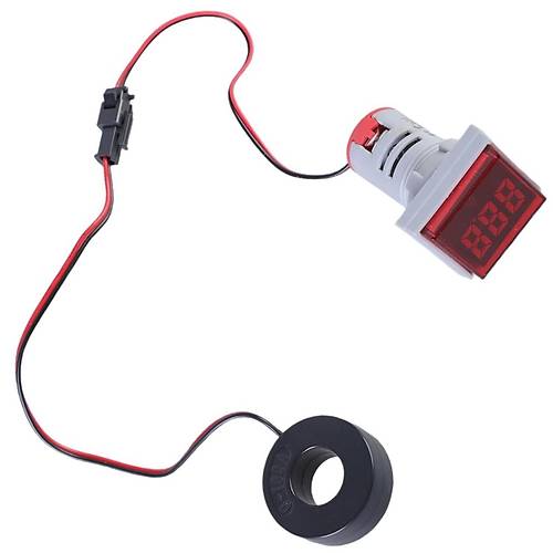 22mm Krmz Kare Led Ikl Ampermetre 0-100A