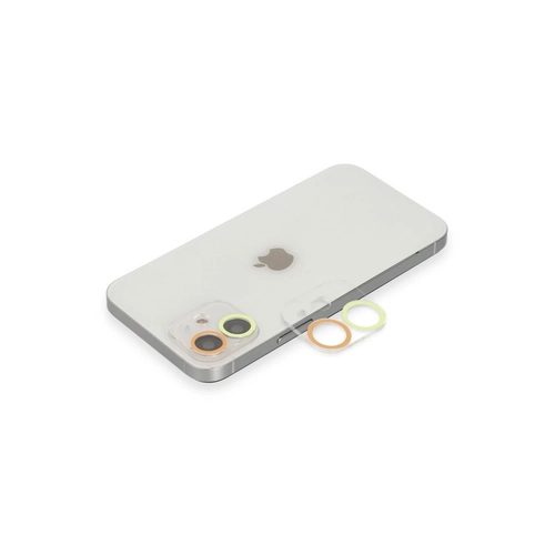 Newface iPhone 11 Renkli Kamera Lens Koruma Cam - Sar-Turuncu
