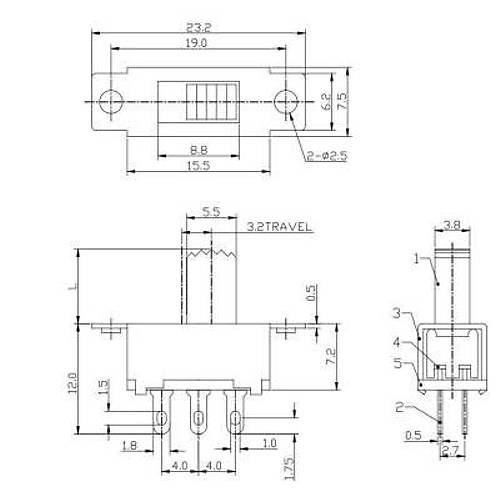 SS22F38G7 2P2T Srgl Switch
