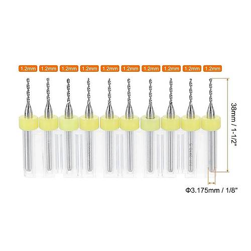 1.2mm PCB Matkap Ucu Seti - 10 Adet (Kutulu)