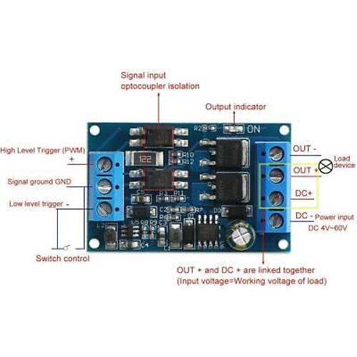 Mosfet PWM Anahtarlama Tetikleme Modl 600W 4-60V