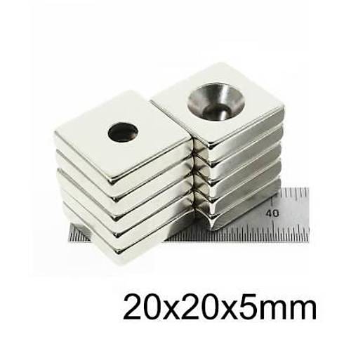 20X20x5-5mm Hava Delikli Neodyum Gl Mknats - Neodim Magnet