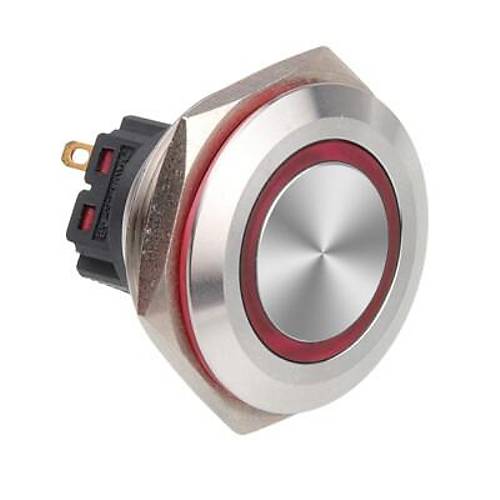 28B-P1Z-E 28mm Dz Anahtarl Ikl Metal Buton - Krmz