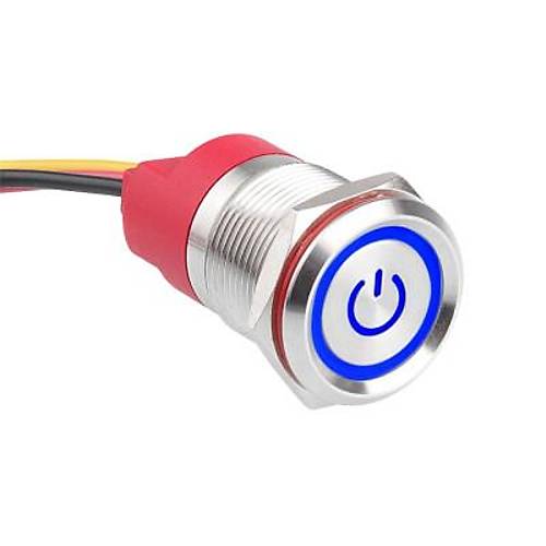WD19T-P1-EC 19mm Dokunmatik Touch Metal Buton - Mavi