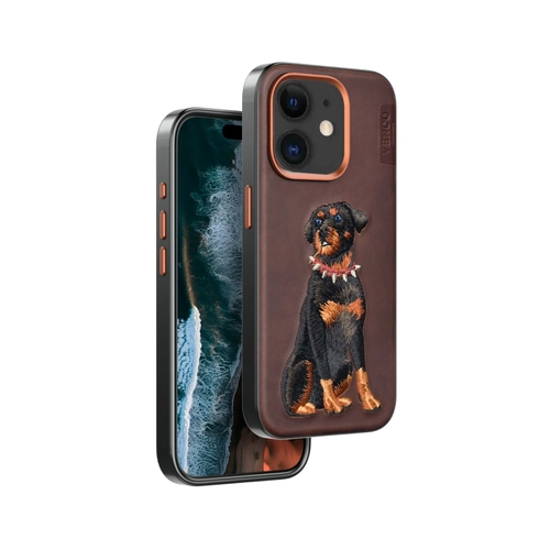 Venco iPhone 11 Perma Desenli Kapak - Koyu Kahve