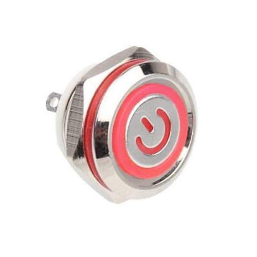 WD12C1-Pin-P1-EC 12mm Dz Yayl Ikl Metal Buton - Krmz