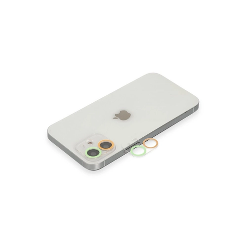 Newface iPhone 11 Renkli Kamera Lens Koruma Cam - Turuncu-Yeil