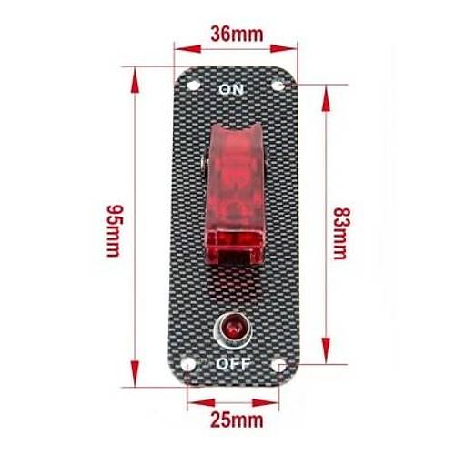 Tekli ON-OFF Toggle Switch Panel - Krmz