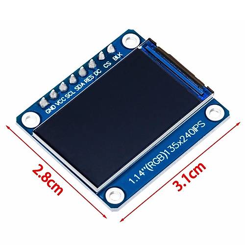 1.14 inch ST7789V Chip 135240 RGB TFT IPS 8 Pin LCD Ekran Modl