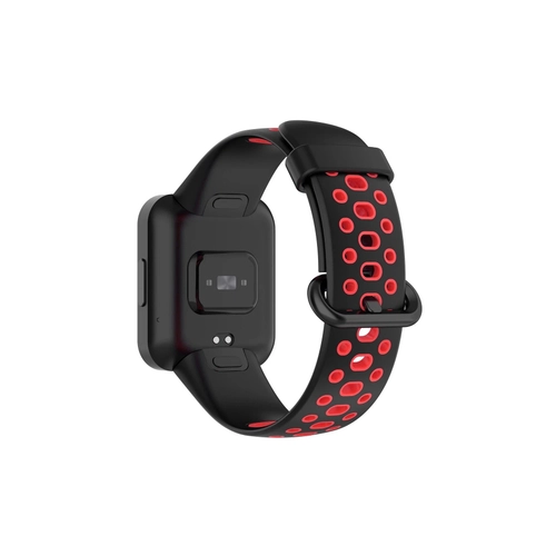 Newface Xiaomi Redmi Watch 2 Spor Delikli Kordon - Siyah-Krmz