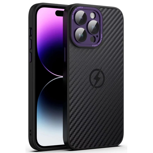 Newface iPhone 14 Pro Max Klf Harbon Magneticsafe Karbon Kapak - Derin Mor