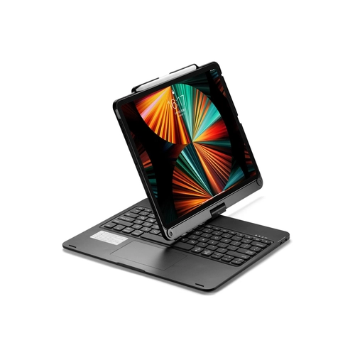 Newface iPad Pro 12.9 (2021) Klf Magic Dnen Klavyeli Tablet Klf - Siyah