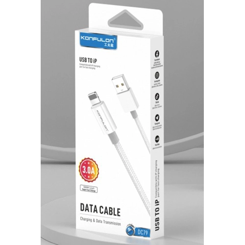 Konfulon DC79 1M 3A USB to Lightning Hzl arj Kablo - Beyaz