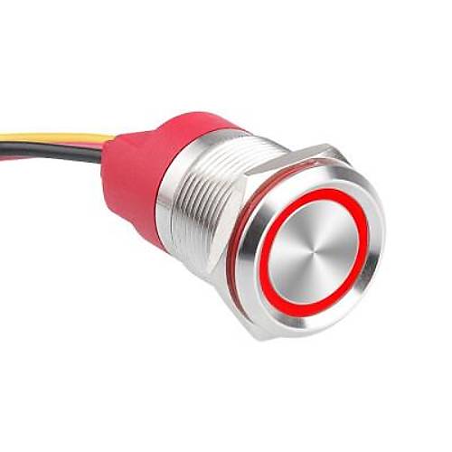 WD19T-P1-E 19mm Dokunmatik Touch Metal Buton - Krmz