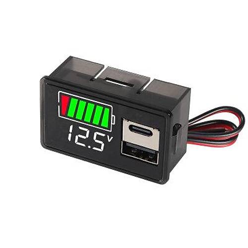 12V Ak Kapasite Gstergesi USB+Type-C - Beyaz