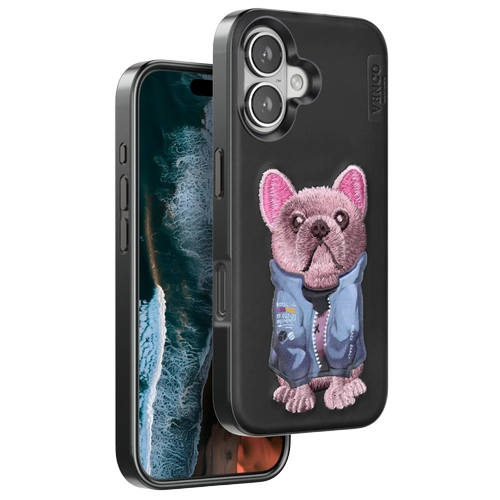 Venco iPhone 16 Cute Desenli Kapak - Siyah
