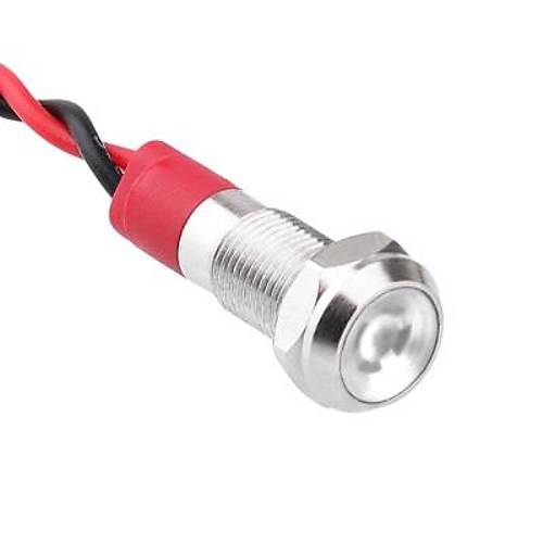 06L-P1 6mm 12-24V Kablolu Metal Sinyal Lambas - Beyaz