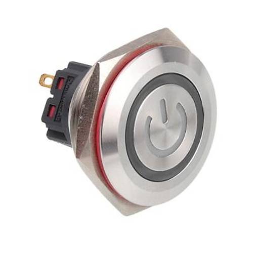 28B-P1-EC 28mm Dz Yayl Ikl Power Metal Buton - Beyaz