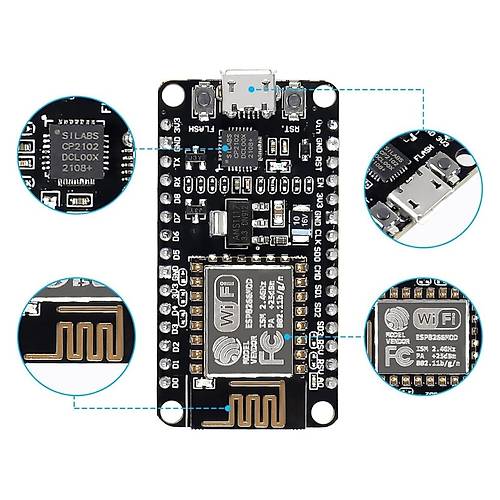 NodeMcu ESP8266 Cp2102 v2.0 Gelitirme Kart