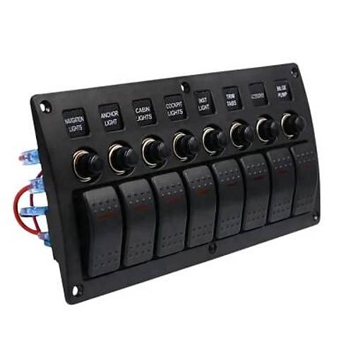 8'li ON-OFF Krmz Ikl Anahtar Switch Panel - Ar Akm Korumal