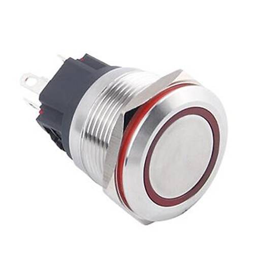 22B-P1Z-E 22mm Dz Anahtarl Ikl Metal Buton - Krmz