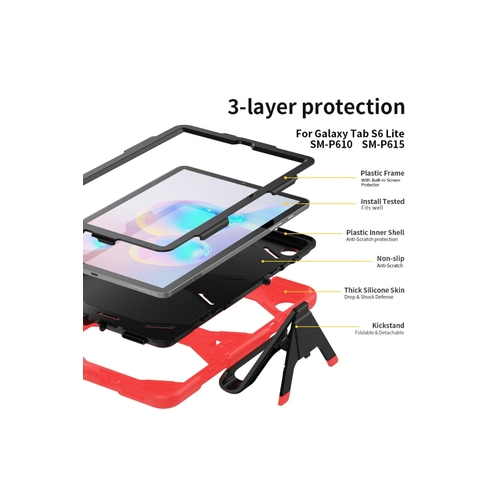 Newface Samsung Galaxy P610 Tab S6 Lite 10.4 Klf Griffin Tablet Kapak - Krmz
