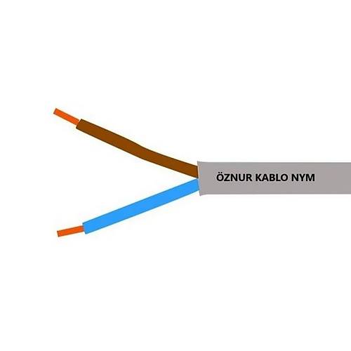 znur Kablo 2x1,5 mm NYM (Antigron) Gri 1mt