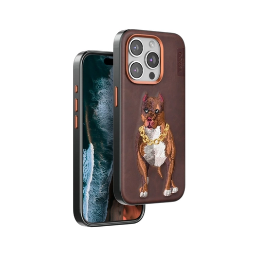 Venco iPhone 15 Pro Perma Desenli Kapak - Kahverengi