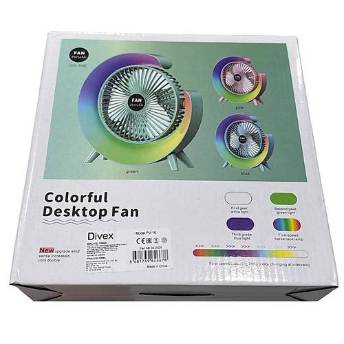 Divex Renkli 3 Modlu Tanabilir Masast Fan Mavi PV-16
